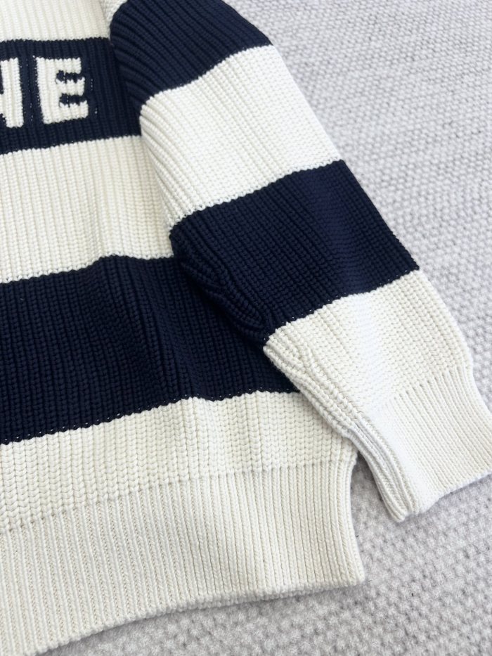 NIGO Celine Men's Colorblock Striped Logo Letter Knitted Loose Long-sleeved Sweater #nigo334964