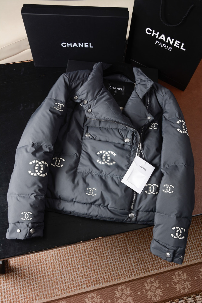 NIGO Chanel Ski Stand Collar Diagonal Zip Pocket Hollow Down Jacket#nigo335007