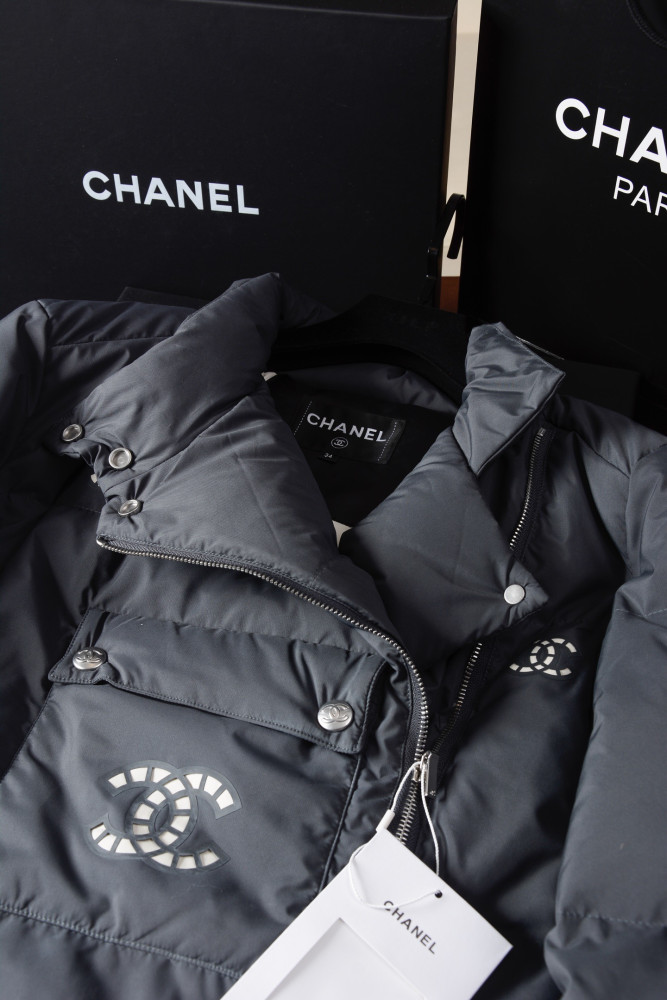 NIGO Chanel Ski Stand Collar Diagonal Zip Pocket Hollow Down Jacket#nigo335007