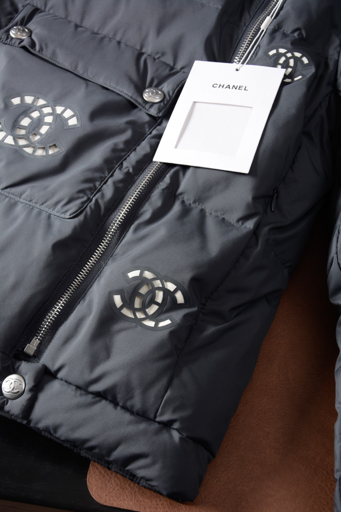 NIGO Chanel Ski Stand Collar Diagonal Zip Pocket Hollow Down Jacket#nigo335007