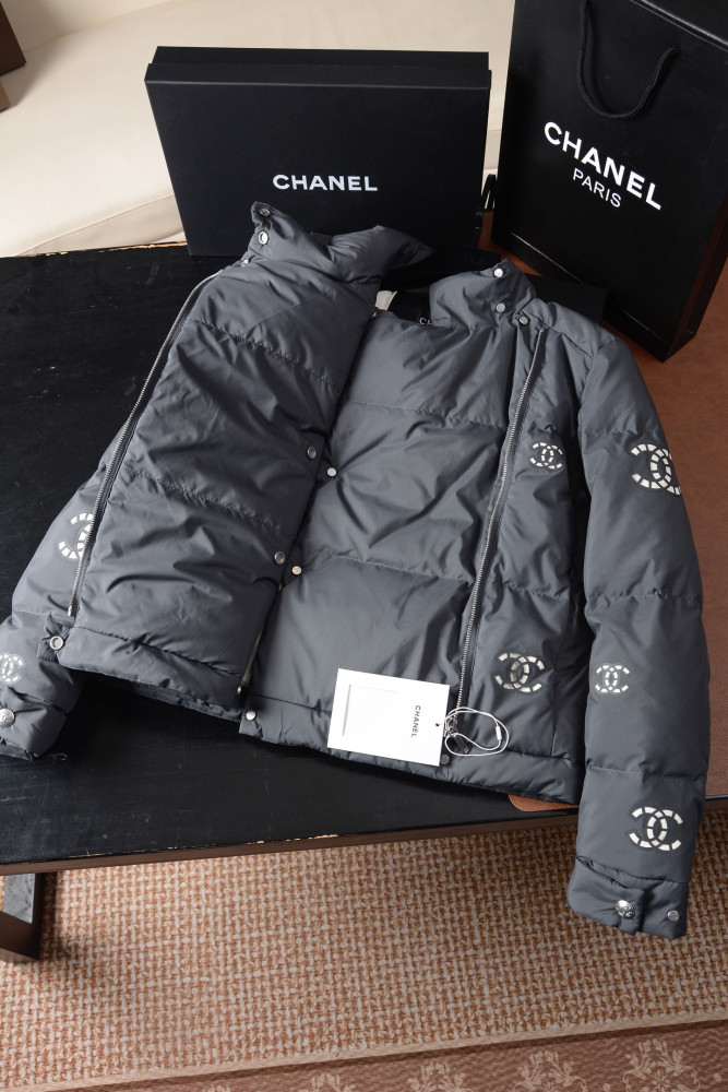 NIGO Chanel Ski Stand Collar Diagonal Zip Pocket Hollow Down Jacket#nigo335007