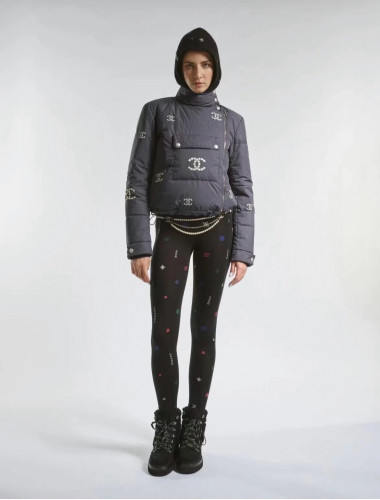 NIGO Chanel Ski Stand Collar Diagonal Zip Pocket Hollow Down Jacket#nigo335007