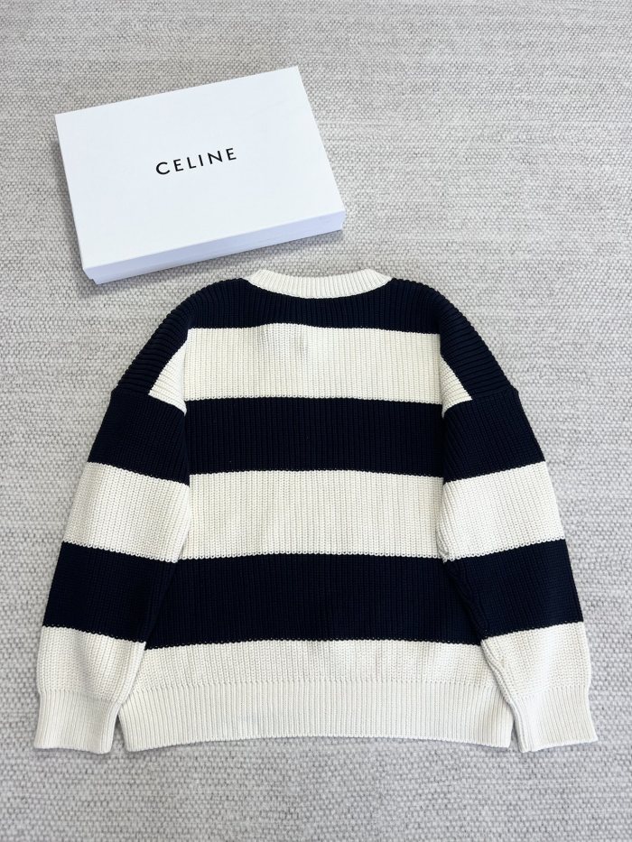 NIGO Celine Men's Colorblock Striped Logo Letter Knitted Loose Long-sleeved Sweater #nigo334964