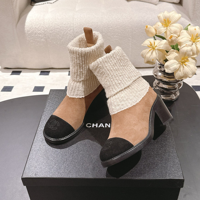 NIGO Chanel Knitted Socks High Heel Boots #nigo335028