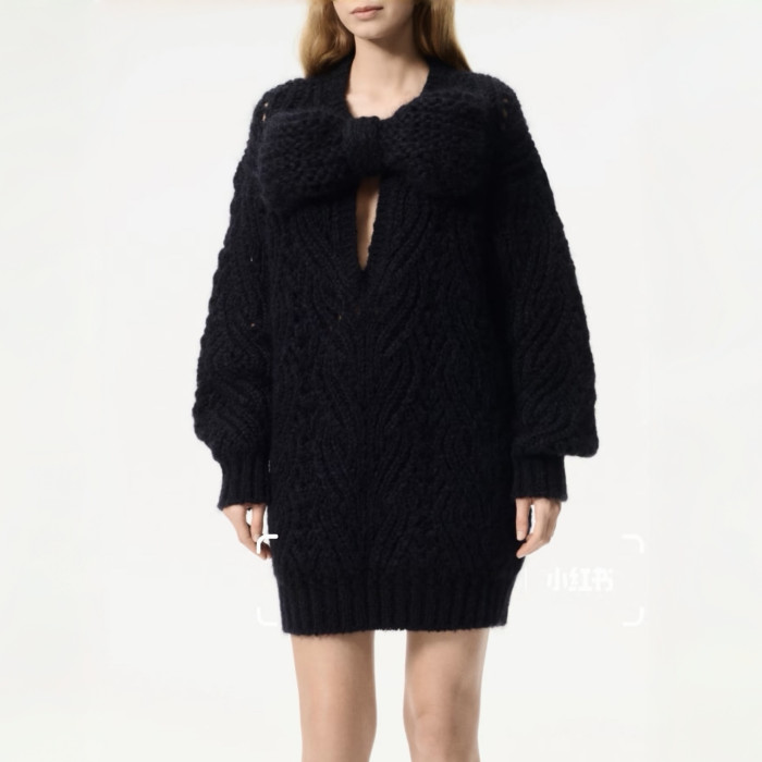 NIGO Chanel 25K Fall/Winter Haute Couture Collection Long Sleeves Short Dress Mohair And Wool Light Green #nigo332110