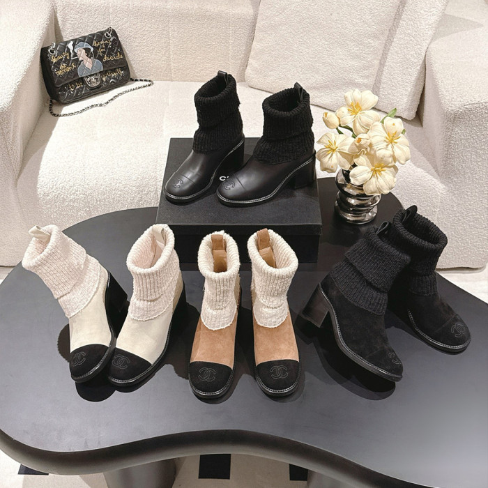 NIGO Chanel Knitted Socks High Heel Boots #nigo335028