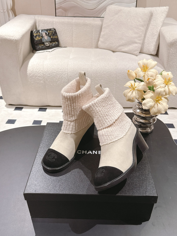 NIGO Chanel Knitted Socks High Heel Boots #nigo335028
