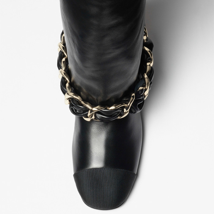 NIGO Chanel High Boots Lambskin Grosgrain Black #nigo335049