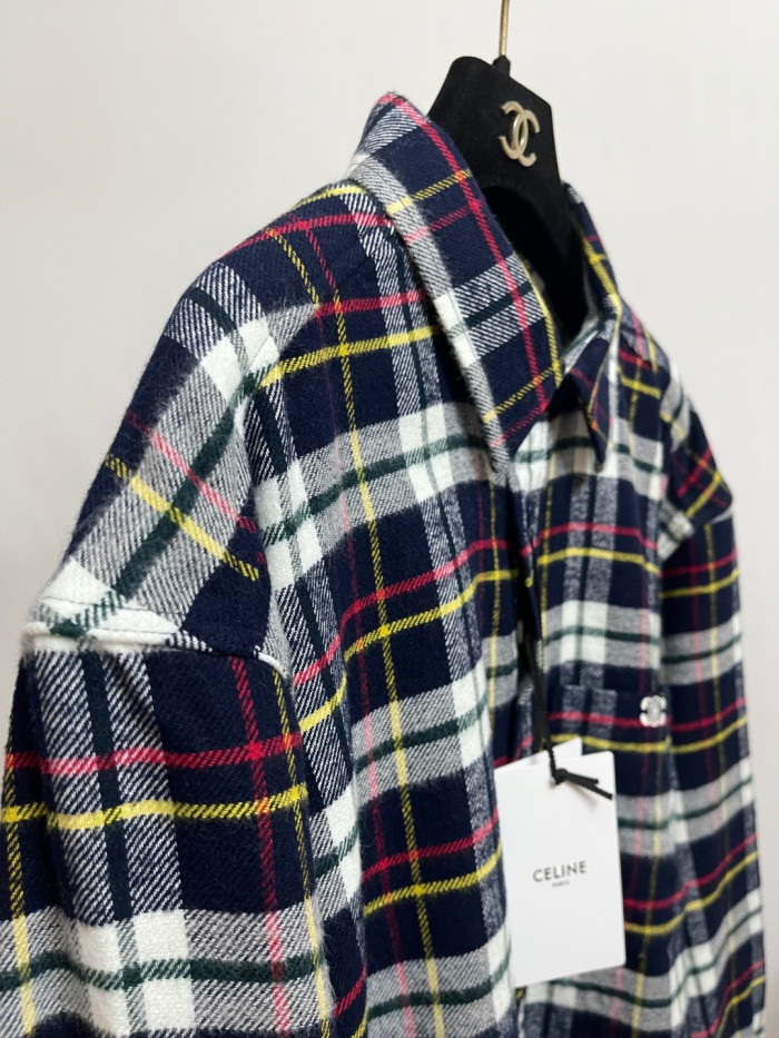 NIGO Celine Relaxed Shirt in Brushed Checked Wool #nigo335061