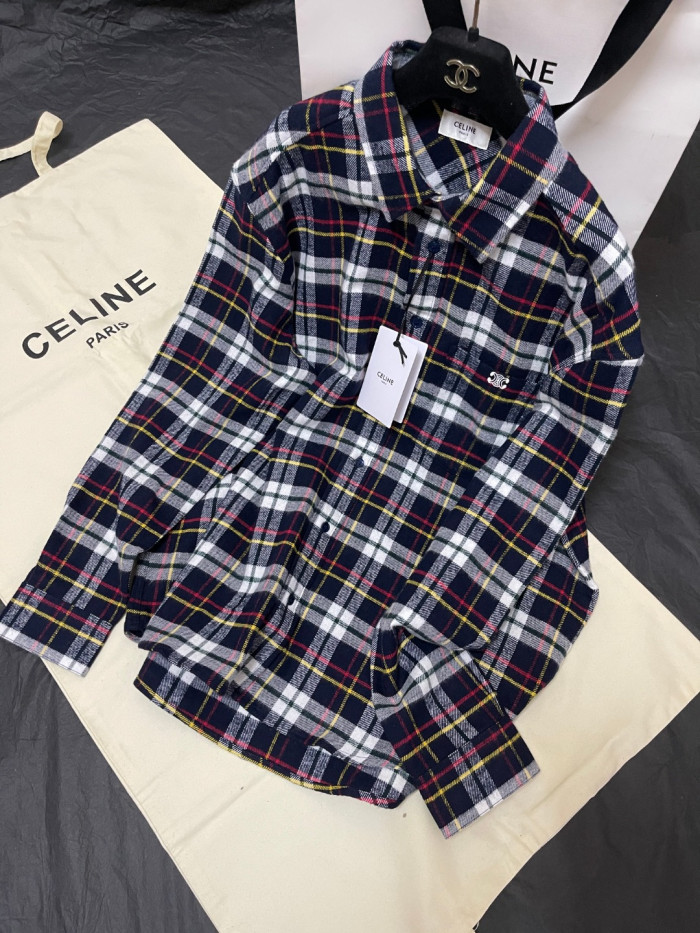 NIGO Celine Relaxed Shirt in Brushed Checked Wool #nigo335061