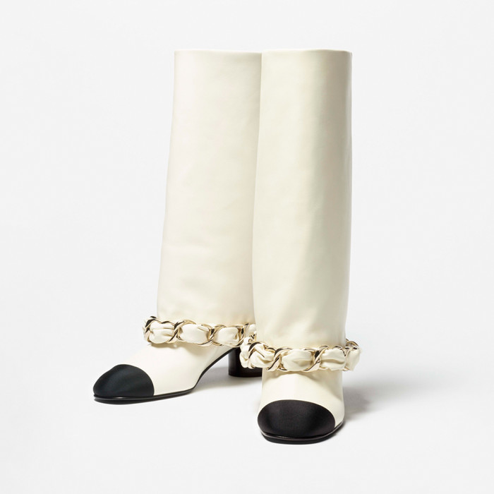 NIGO Chanel High Boots Lambskin Grosgrain Black #nigo335049