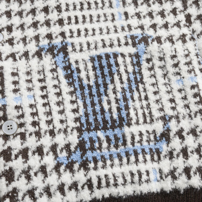 NIGO Louis Vuitton Textured Plaid Cardigan 1AJBSP #nigo335295