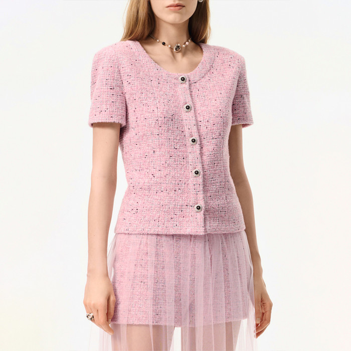 NIGO Chanel Short-sleeved Top Shorts Tweed Pink Black White#nigo335416