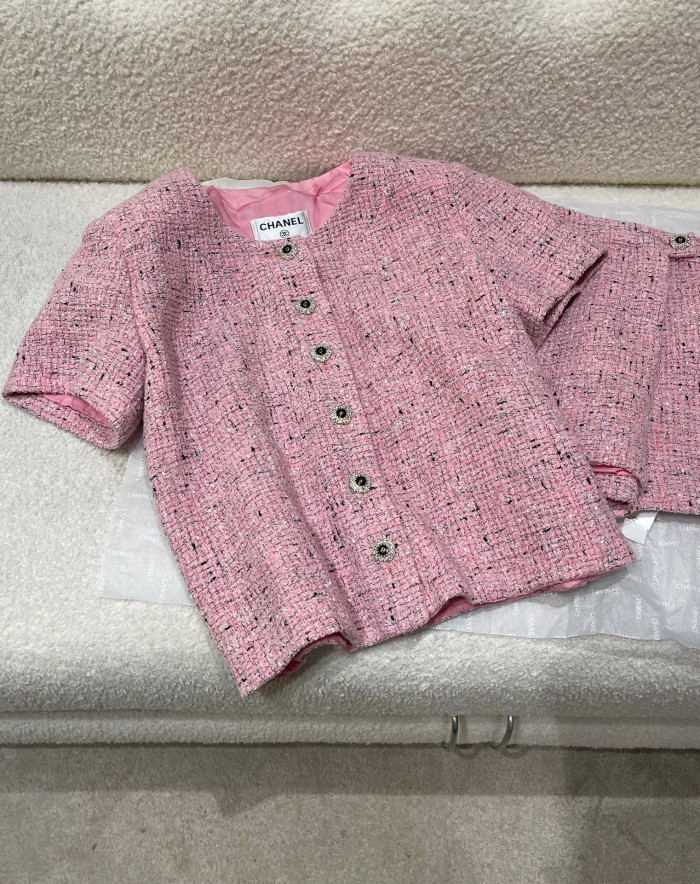 NIGO Chanel Short-sleeved Top Shorts Tweed Pink Black White#nigo335416