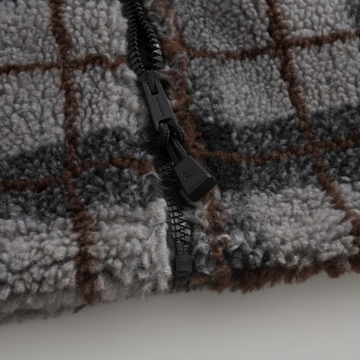 NIGO MiuMiu Gray black Checked Teddy Zipper Jacket #nigo335443