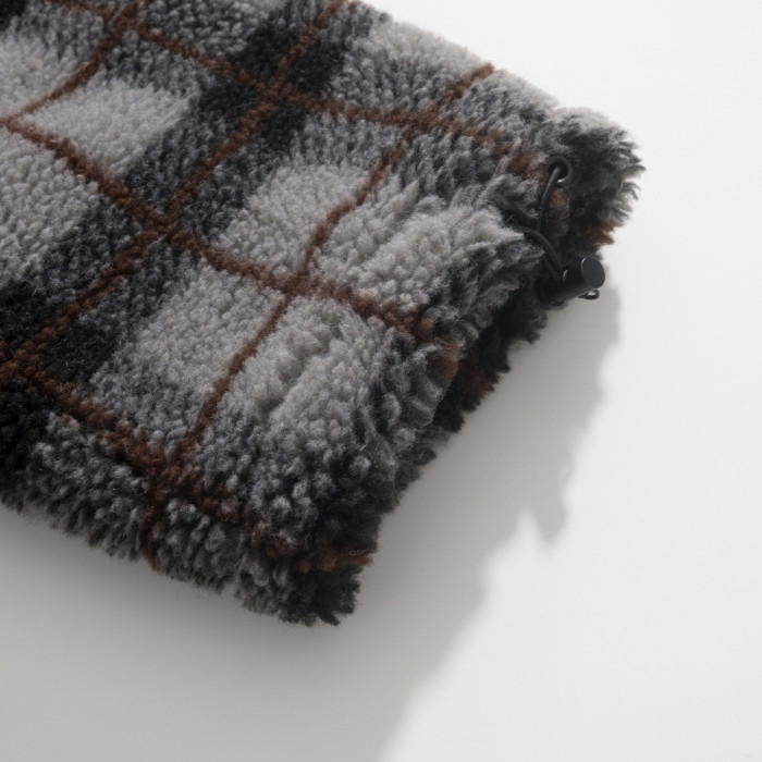 NIGO MiuMiu Gray black Checked Teddy Zipper Jacket #nigo335443
