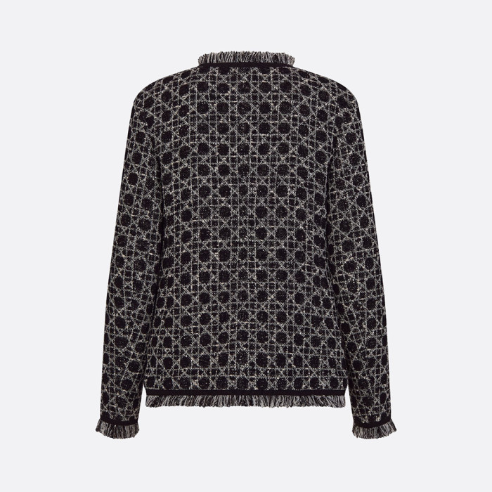 NIGO DIOR Macrocannage Regular Fit Jacket Mid-Length Macrocannage Flared Skirt  Black White Cotton-Blend Tweed Knit  #nigo334340