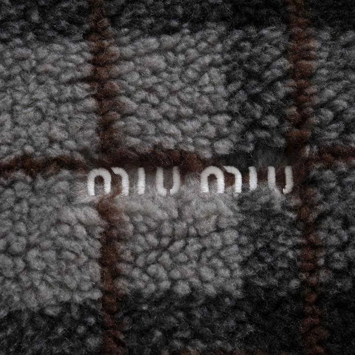 NIGO MiuMiu Gray black Checked Teddy Zipper Jacket #nigo335443