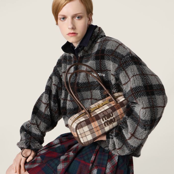 NIGO MiuMiu Gray black Checked Teddy Zipper Jacket #nigo335443