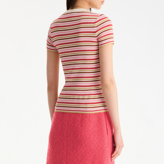 NIGO Chanel Short-sleeved Top Cotton Mixed Fibers Pink Red Green #nigo335461
