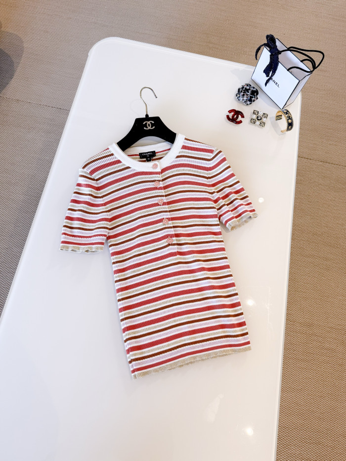 NIGO Chanel Short-sleeved Top Cotton Mixed Fibers Pink Red Green #nigo335461