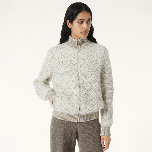 NIGO Loro Piana Paroo Bomber Sweater Cashmere White Beige#nigo335464