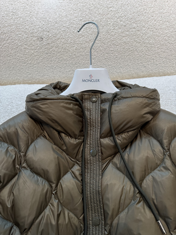 NIGO Moncler Women's Olive Green Lombi Hooded Mid-Length Down Jacket Long Jackets Parka #nigo335457