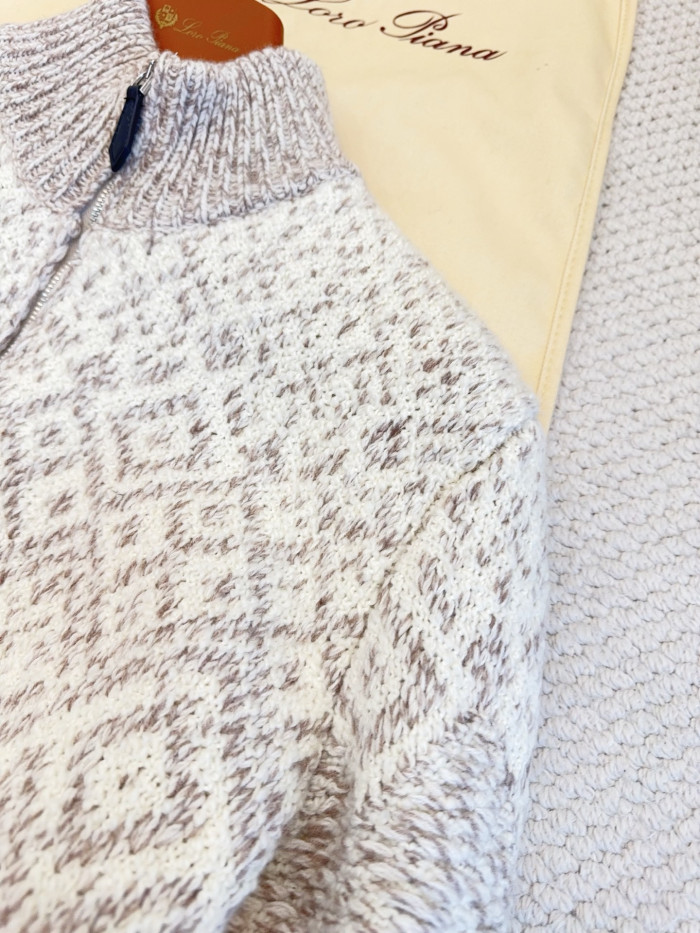 NIGO Loro Piana Paroo Bomber Sweater Cashmere White Beige#nigo335464