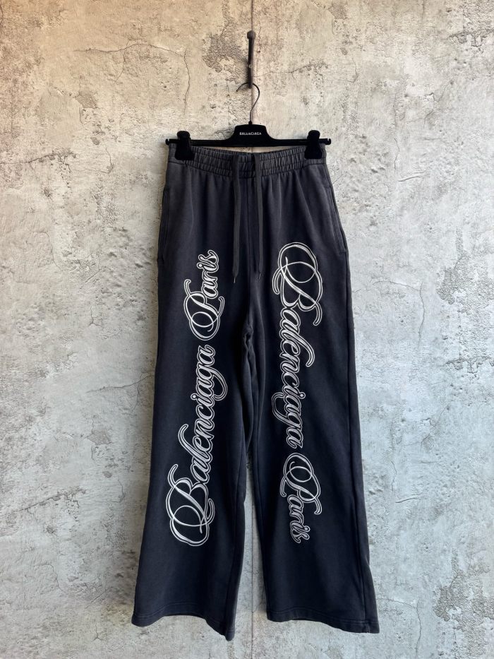 NIGO Balenciaga Men's Cursive Baggy Pants in Black white  #nigo335553