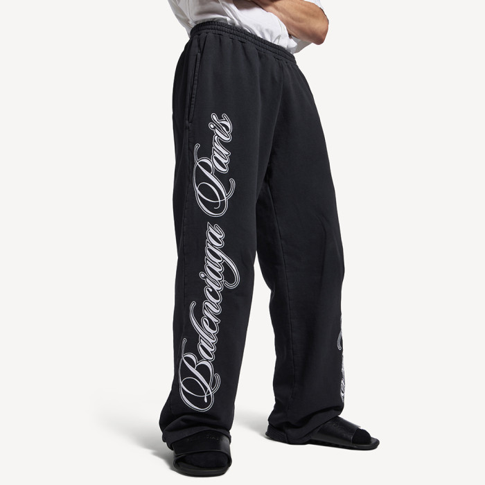 NIGO Balenciaga Men's Cursive Baggy Pants in Black white  #nigo335553