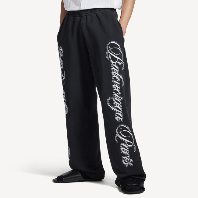 NIGO Balenciaga Men's Cursive Baggy Pants in Black white #nigo335553