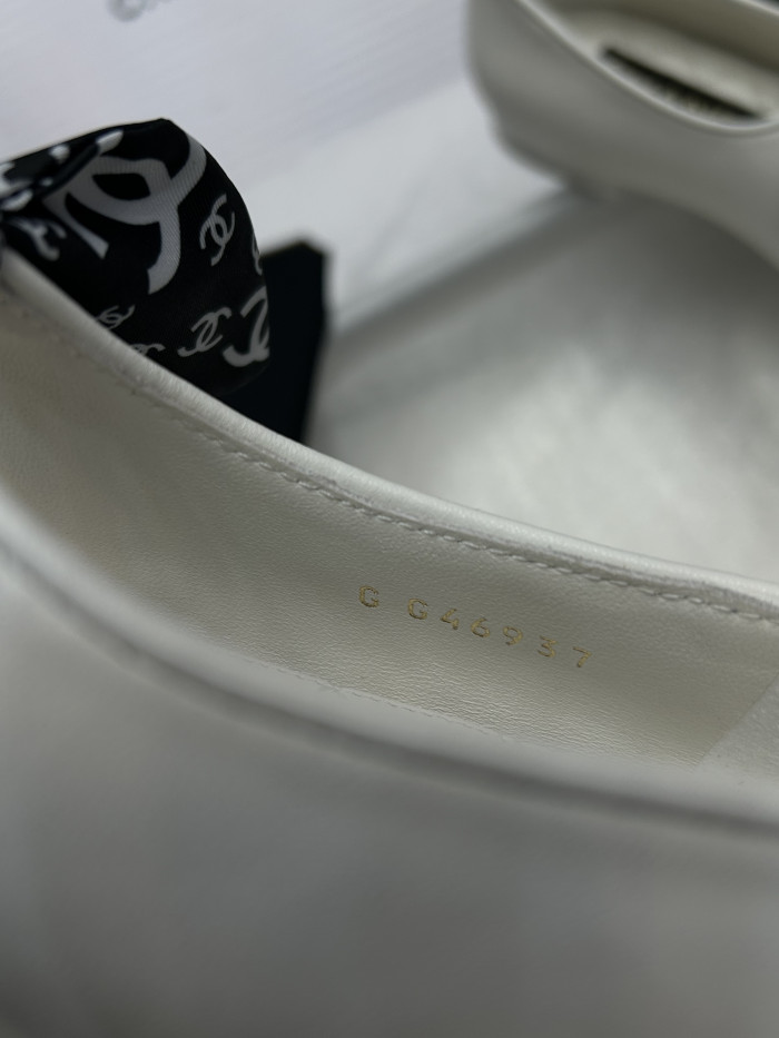 NIGO Chanel Mary Janes Lambskin Silk Grosgrain White Black #nigo334248