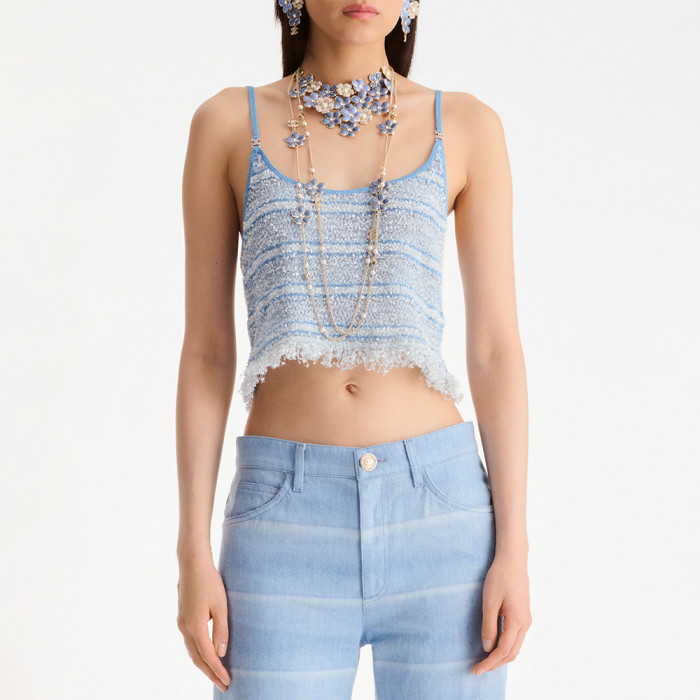 NIGO Chanel Top Mixed Fibers Light Blue Black #nigo335493