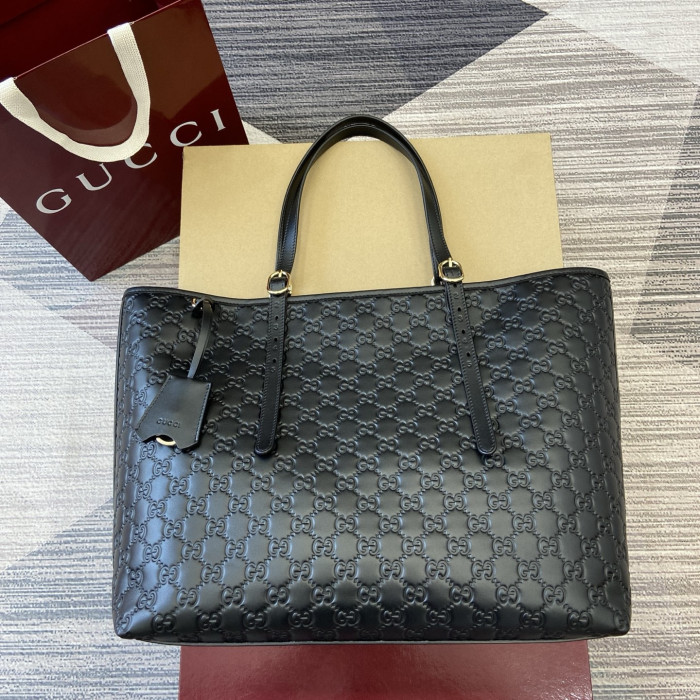 NIGO Gucci GG Emblem Debossed Leather Tote #nigo335611