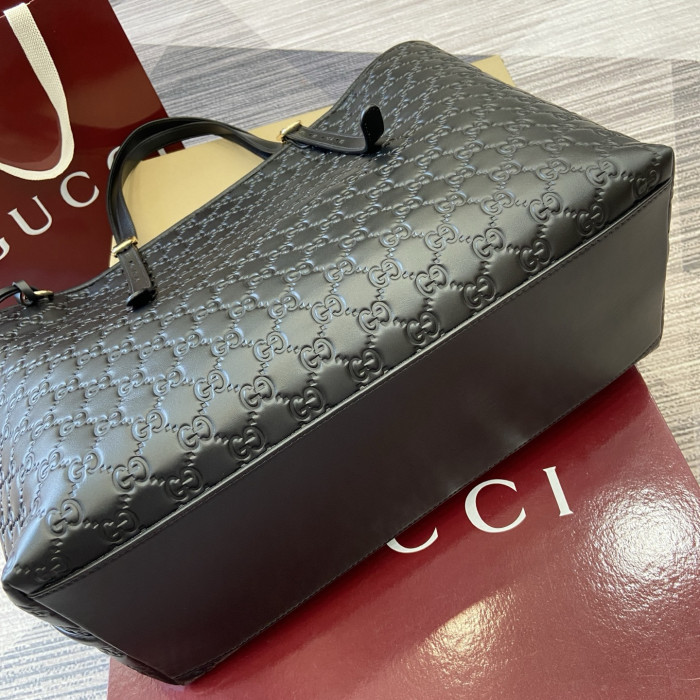 NIGO Gucci GG Emblem Debossed Leather Tote #nigo335611