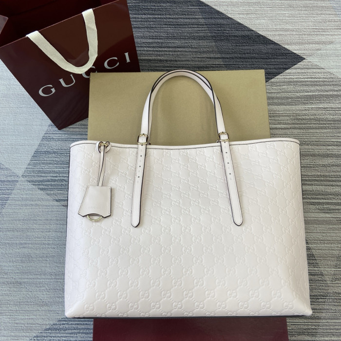 NIGO Gucci GG Emblem Debossed Leather Tote #nigo335611