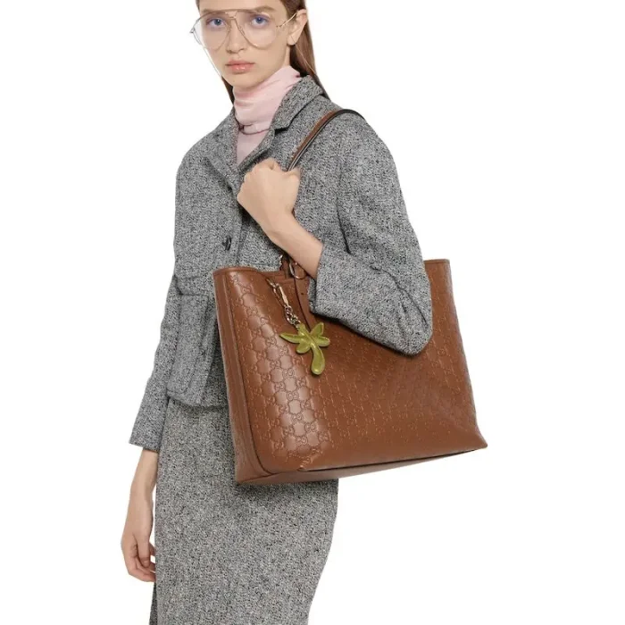 NIGO Gucci GG Emblem Debossed Leather Tote #nigo335611