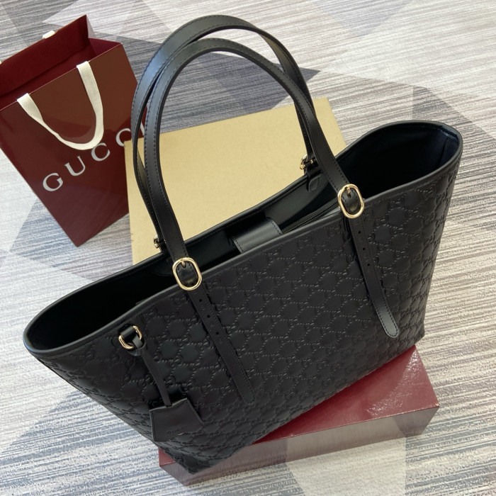 NIGO Gucci GG Emblem Debossed Leather Tote #nigo335611