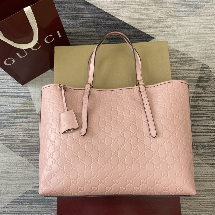 NIGO Gucci GG Emblem Debossed Leather Tote #nigo335611