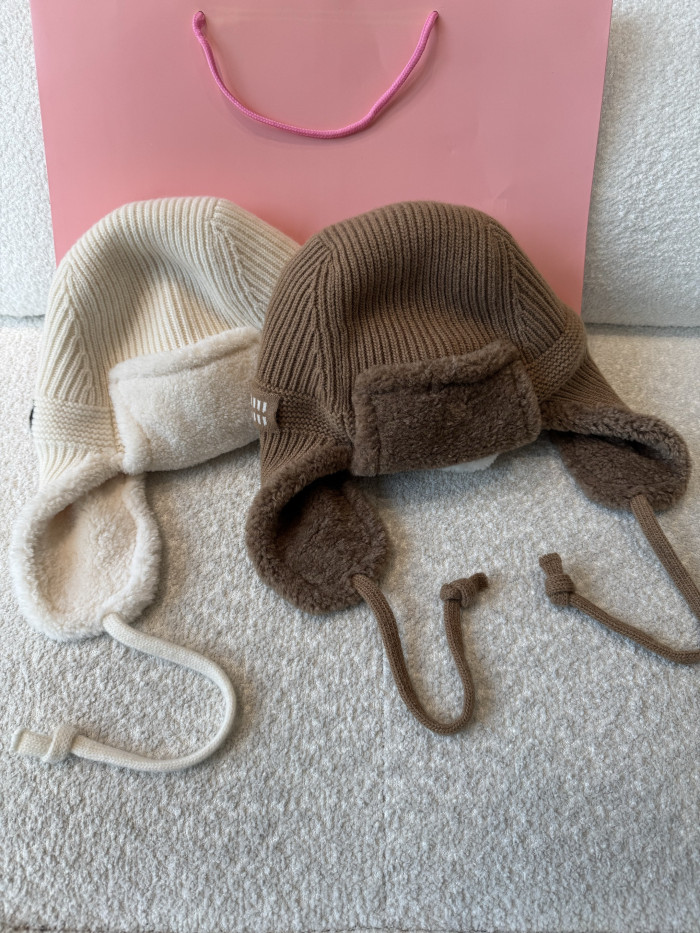 NIGO MiuMiu Camel Brown Wool Cashmere And Shearling Trapper Hat #nigo335646