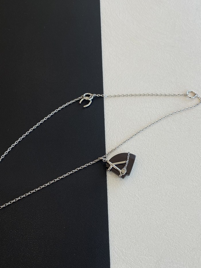NIGO Hermes Necklace Silver Gold Leather Clic Logo #nigo335776