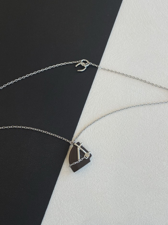 NIGO Hermes Necklace Silver Gold Leather Clic Logo #nigo335776