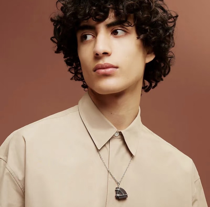 NIGO Hermes Necklace Silver Gold Leather Clic Logo #nigo335776