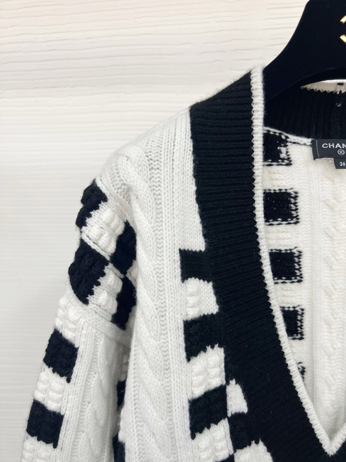 NIGO Chanel Black White Checkered Cashmere Sweater #nigo335793