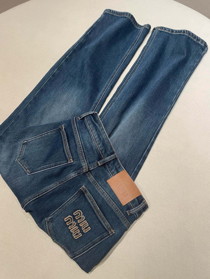 NIGO MiuMiu Navy Washed Denim Flared Jeans #nigo335826