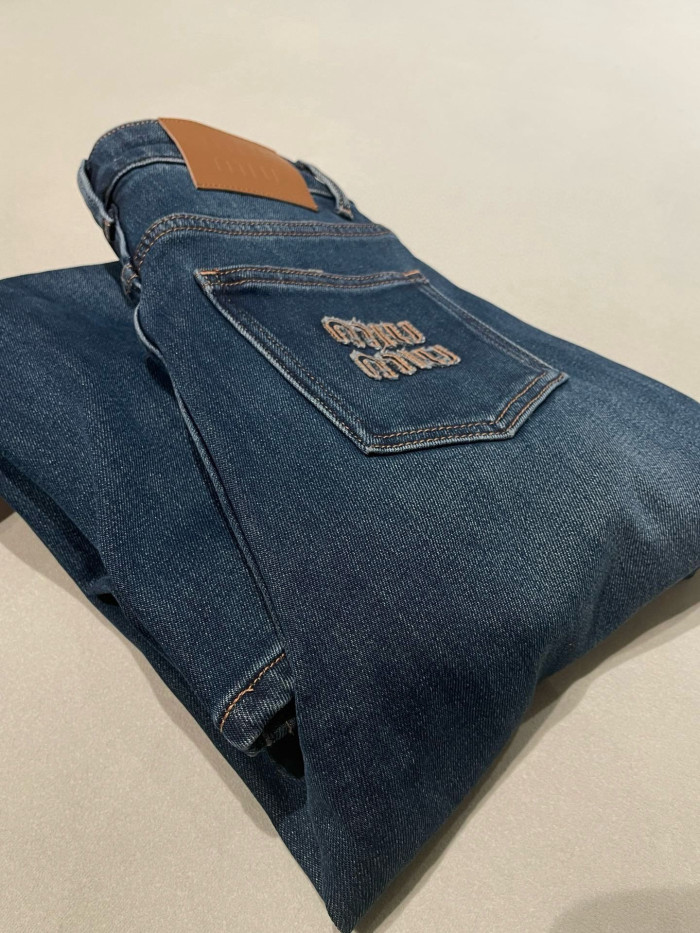 NIGO MiuMiu Navy Washed Denim Flared Jeans #nigo335826