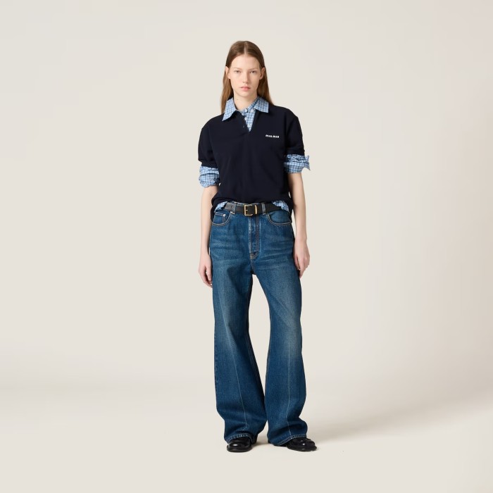 NIGO MiuMiu Navy Washed Denim Flared Jeans #nigo335826