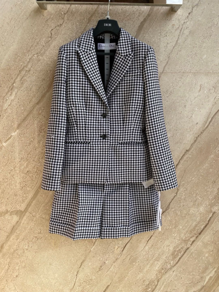 NIGO DIOR 30 Montaigne Bar Jacket Black and White Single Breasted Houndstooth Wool  #nigo326752
