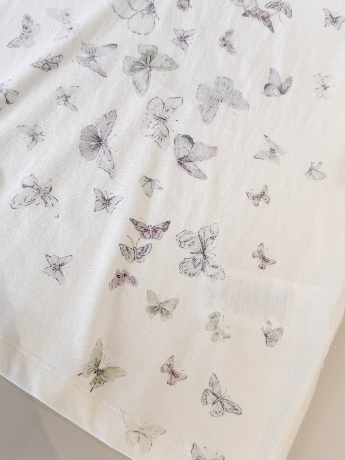 NIGO DIOR T-Shirt Beige Cotton Jersey with Multicolor Dioresque Butterfly Motif #nigo335854