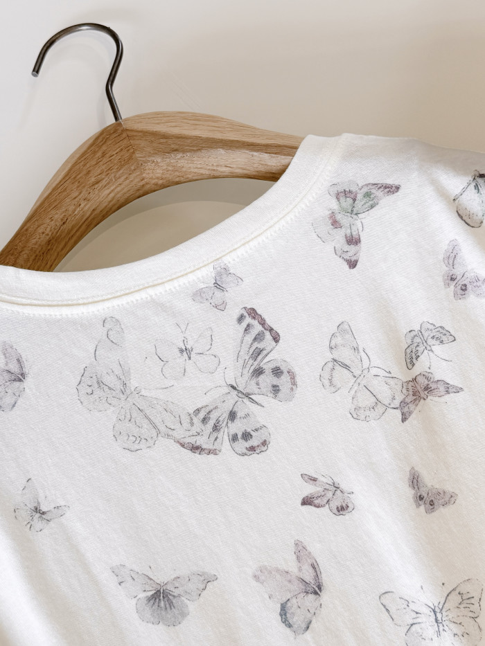 NIGO DIOR T-Shirt Beige Cotton Jersey with Multicolor Dioresque Butterfly Motif #nigo335854